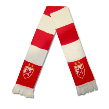 Красный и белый шарф ФКЦЗ с более толстыми линиями