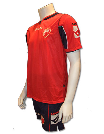 Црвено-тегет комплет дрес и шорц Легеа-1