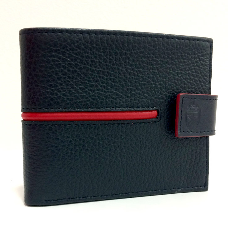 Red Star leather wallet with red stripe