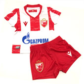 Macron kids kit red-white jersey and shorts 20/21