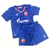 Macron kids kit blue jersey and shorts 1920