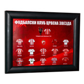 FC Red Star pins in wooden frame